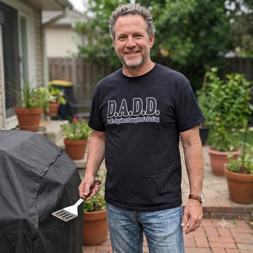 DADD Dads Against Daughters Dating Tshirt Mens 2XL Black Fathers Day Funny Gift